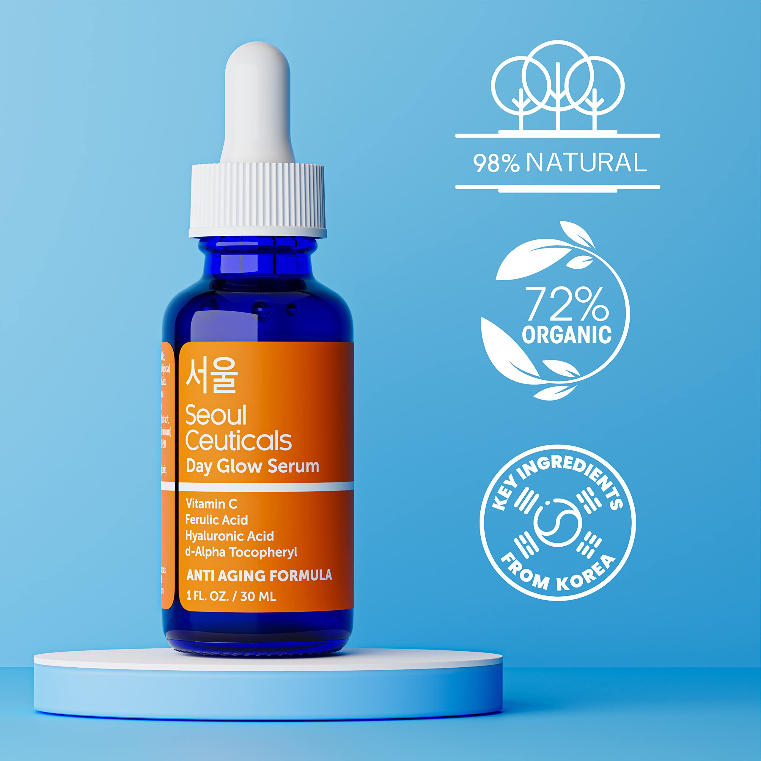SeoulCeuticals Retinol + Vitamin C Serum - Korean Anti-Aging Skincare Bundle for Wrinkles & Brightening | Day & Night Face Treatment for Glowing Skin