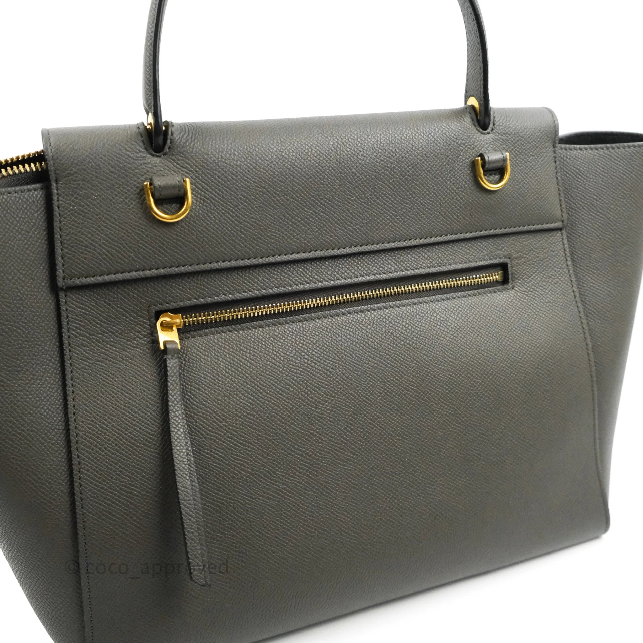Celine Mini Belt Bag in Grey Grained Calfskin with Gold Hardware - Perfect for Everyday Use, Work & Travel