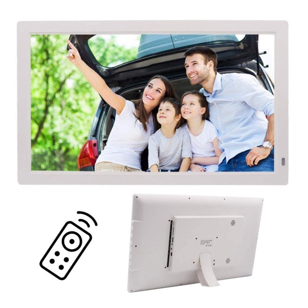18.5 Inch Digital Photo Frame - 16:9 Widescreen LED Display with USB/SD Card Slots & Remote Control - Perfect for Home Decor, Office Display, and Gift Giving (White)