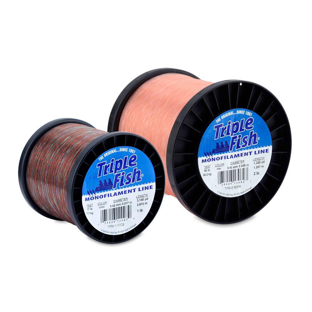 Premium Triple Fish Monofilament Fishing Line - 2lb Test (2-Pack) for Freshwater & Saltwater Angling - Ideal for Trout, Panfish & Light Tackle Fishing