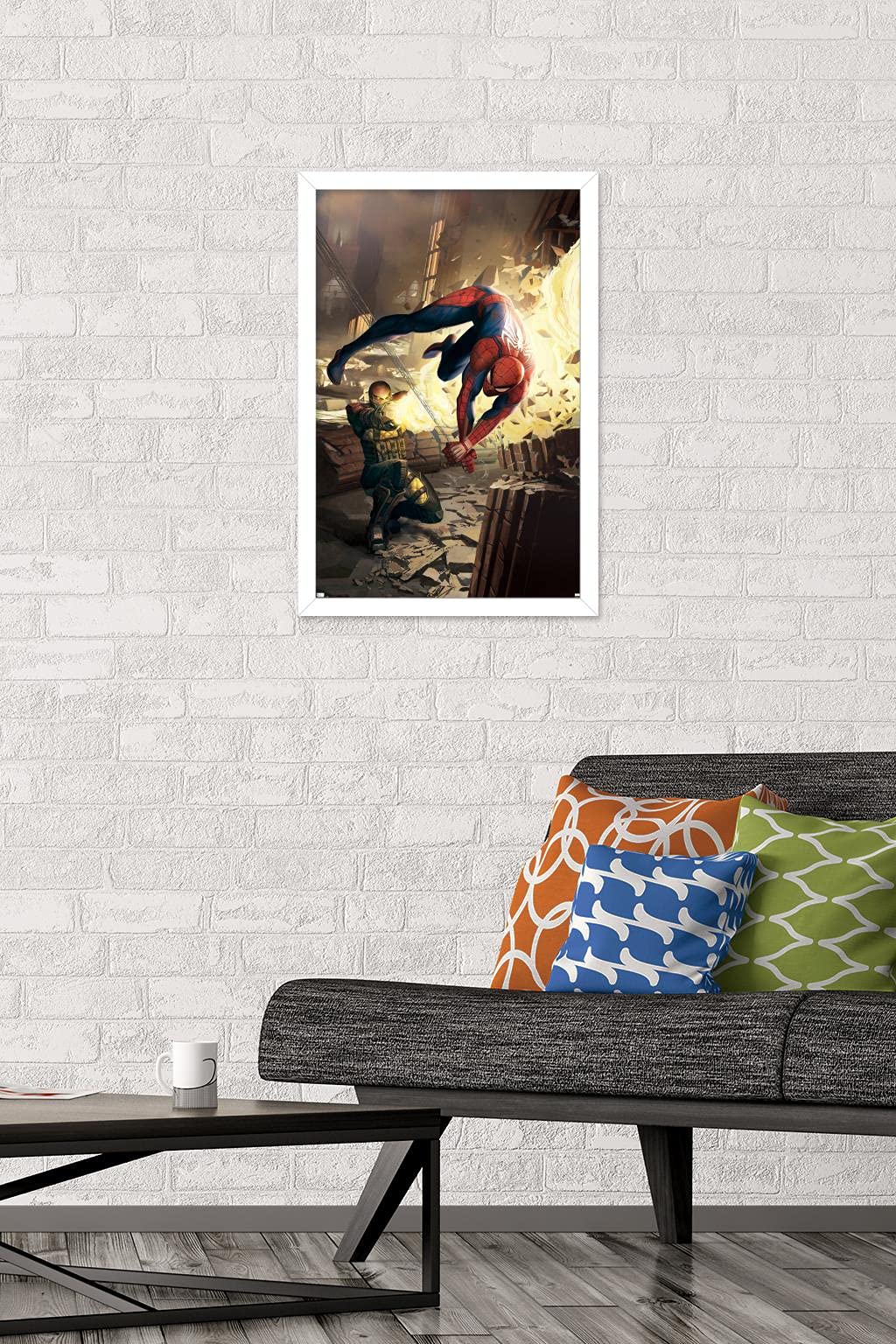 Marvel Comics Shocker Wall Poster - Amazing Spider-Man #5 Art Print (22.4x14.7 Inches) White Framed Version | Superhero Room Decor for Comic Book Fans & Collectors | Perfect for Bedroom, Game Room & Office Display