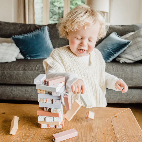 Farmyard Animal Stacking Blocks - Wooden Tumbling Tower Game for Kids & Family Fun - Perfect for Birthday Parties, Classroom Activities & Indoor Playtime