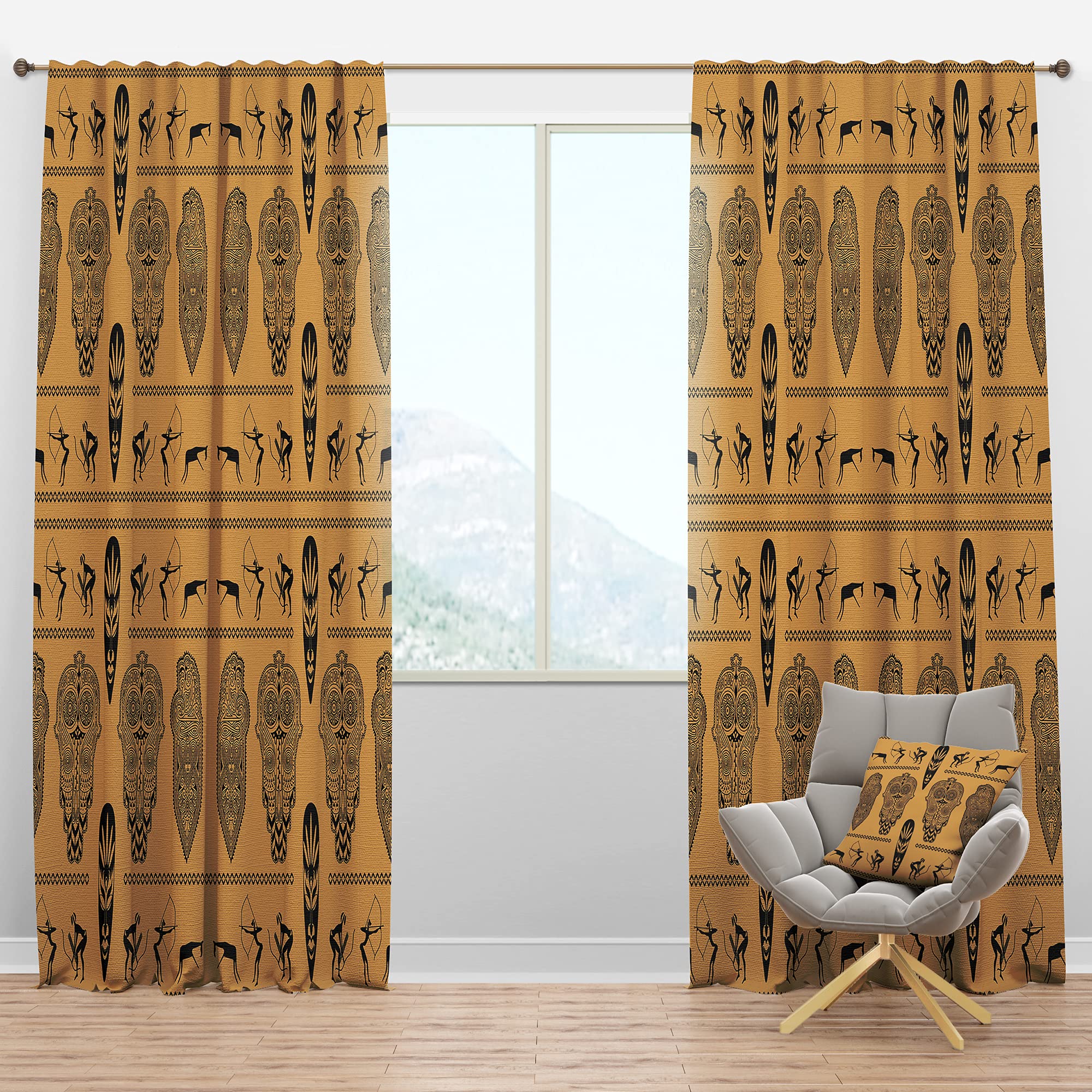 DesignQ Blackout Curtains with African Decorative Pattern - Thermal Insulated Single Panel (52x108 inches) for Bedroom & Living Room - Perfect for Light Blocking, Privacy & Energy Savings
