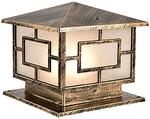 European Style Outdoor Post Light - Waterproof Villa Column Head Lamp, Wall Mounted Landscape Lighting with E27 Socket & IP65 Rating, Aluminum Stained Glass Pole Light for Door, Lawn, Garden Decor - Perfect for Patio, Pathway, and Driveway Illumination