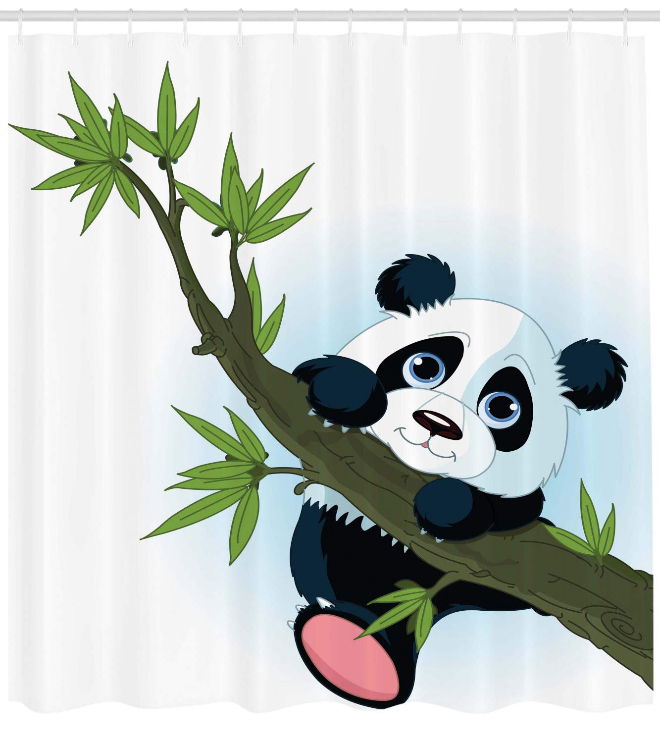 Ambesonne Panda Shower Curtain - Cute Panda Climbing Tree Spring Jungle Wildlife Bathroom Decor, 69
