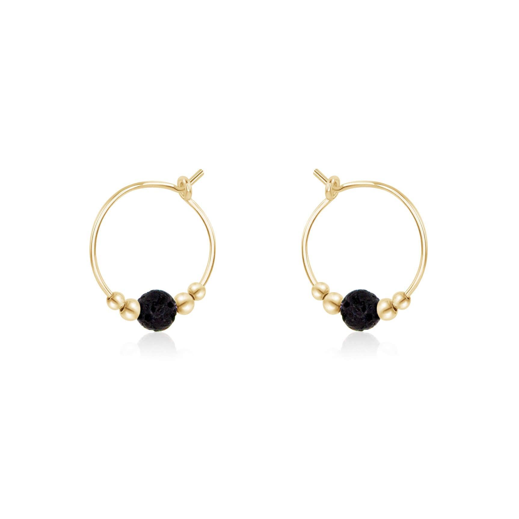 Tiny Lava Gemstone Bead Hoop Earrings for Women - Natural Stone Dainty Boho Jewelry - Perfect for Everyday Wear, Parties & Gifts