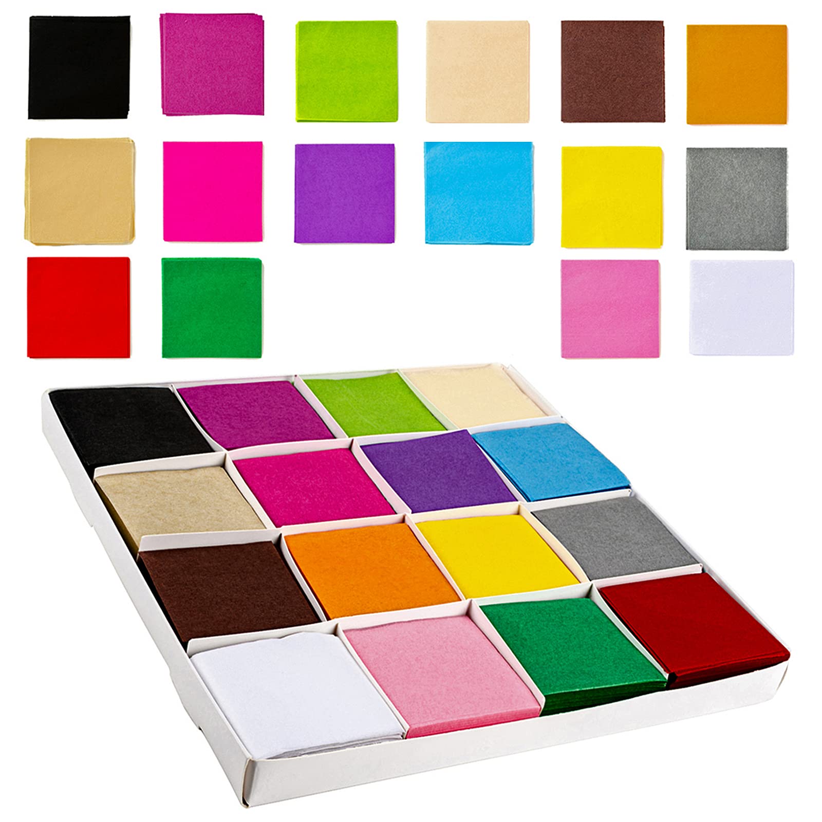 Exquiss 6400pcs 2 Inch Bulk Tissue Paper Squares - 16 Vibrant Colors for DIY Crafts, Pom Poms, Flowers & Gift Wrapping - Perfect for Kids Art Projects, Party Decorations & Classroom Activities