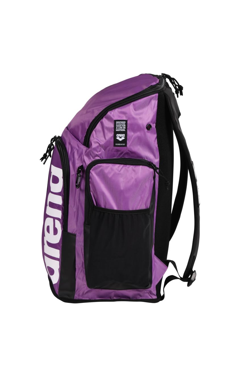 **ARENA Spiky III Backpack 45L - Large Waterproof Swim Bag for Swimming, Gym & Sports Training - Durable Gear for Men & Women Athletes - Purple - Perfect for Pool, Travel & Competition**