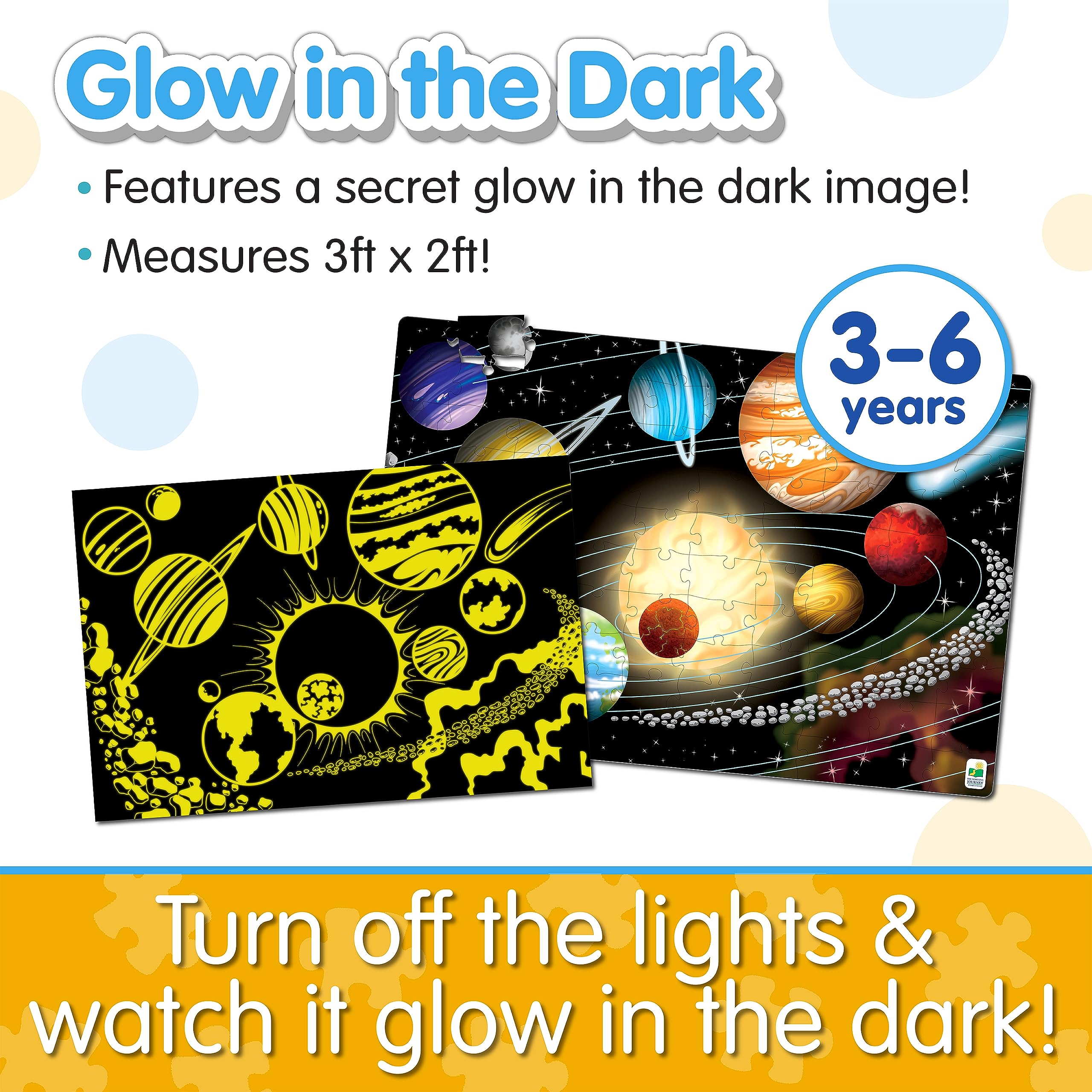 The Learning Journey Puzzle Doubles: Glow in The Dark Space Puzzle - 100 Piece Solar System Puzzle for Kids Ages 4-8 | Award Winning Educational STEM Toy | Perfect for Bedtime Play & Space-Themed Learning Activities