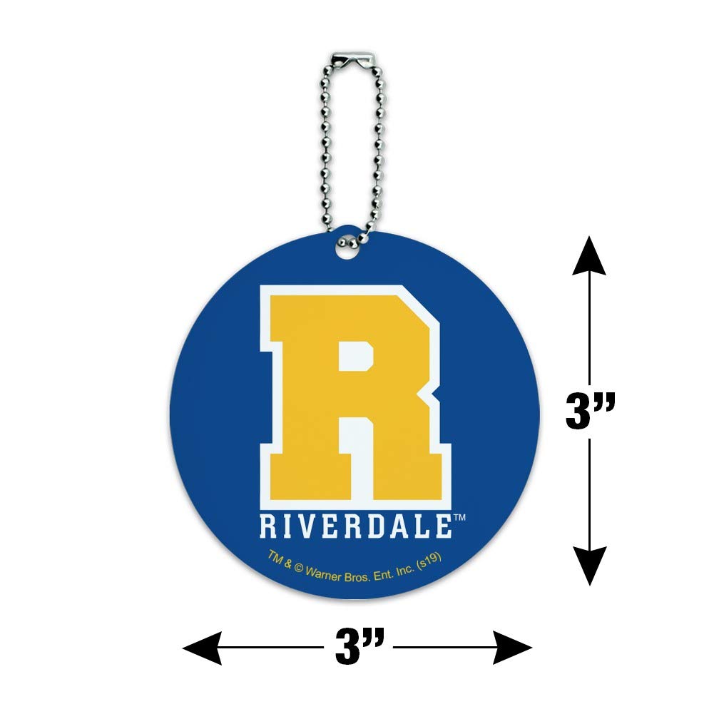 Riverdale Varsity Letter Round Luggage ID Tag - Personalized Suitcase Name Tag for Carry-On Bags - Perfect for Travel, School Backpacks & Gym Bags Identification