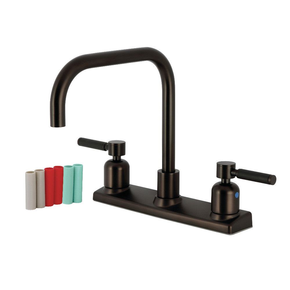 Kingston Brass FB2145DKL Kaiser 8 Inch Centerset Kitchen Faucet - Single Handle Pull-Down Sprayer, Oil-Rubbed Bronze Finish - Perfect for Modern Farmhouse & Traditional Kitchens