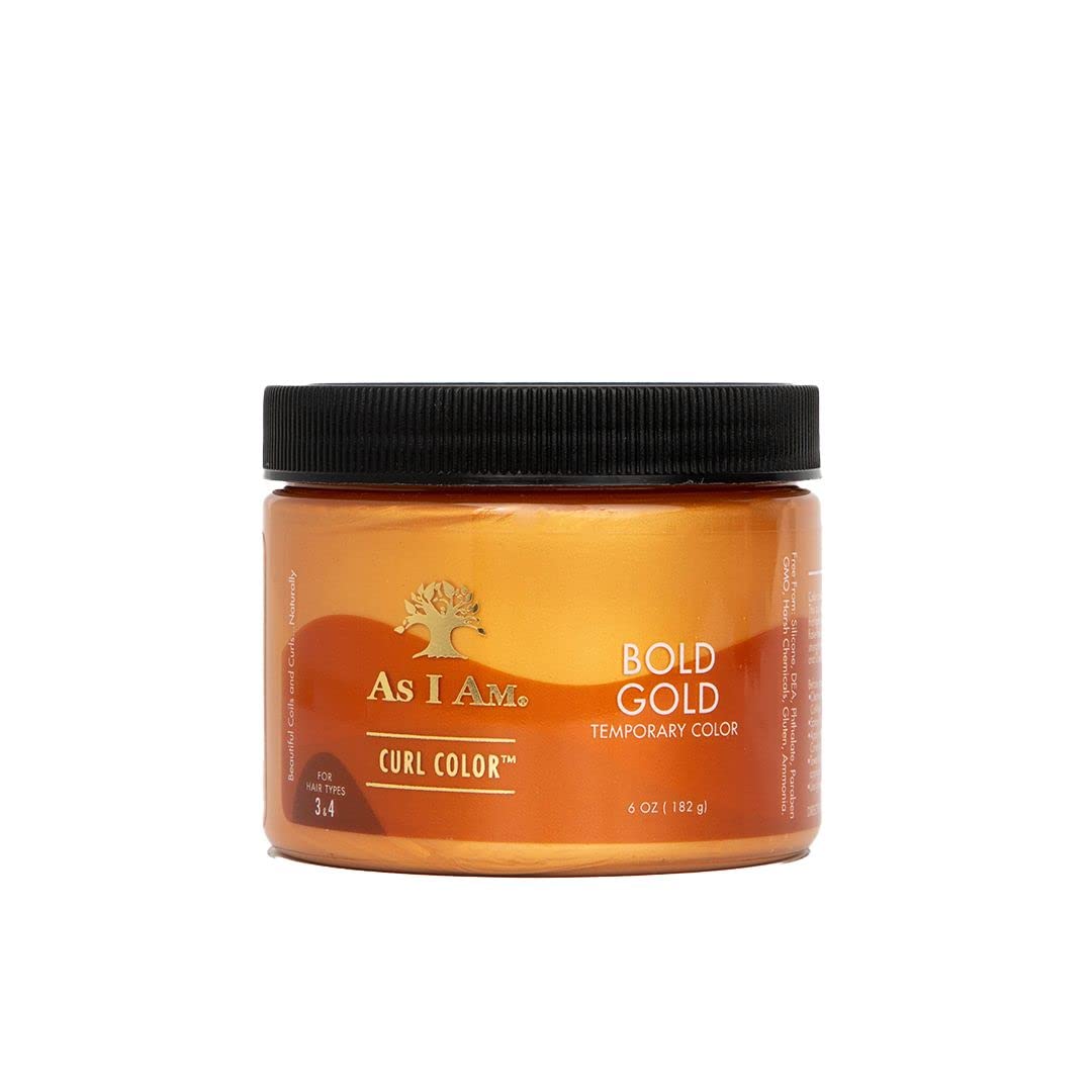 As I Am Curl Color - Bold Gold - 6 oz Temporary Hair Color & Curling Gel with Medium Hold - Vegan & Cruelty Free for Natural Curls & Coils - Perfect for Styling, Twist Outs & Wash Day Looks
