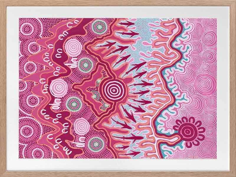 Birrbay Connection Dark Pink Framed Art Print - Modern Wall Decor for Living Room, Bedroom & Office - Ready to Hang Canvas Painting for Home Decor