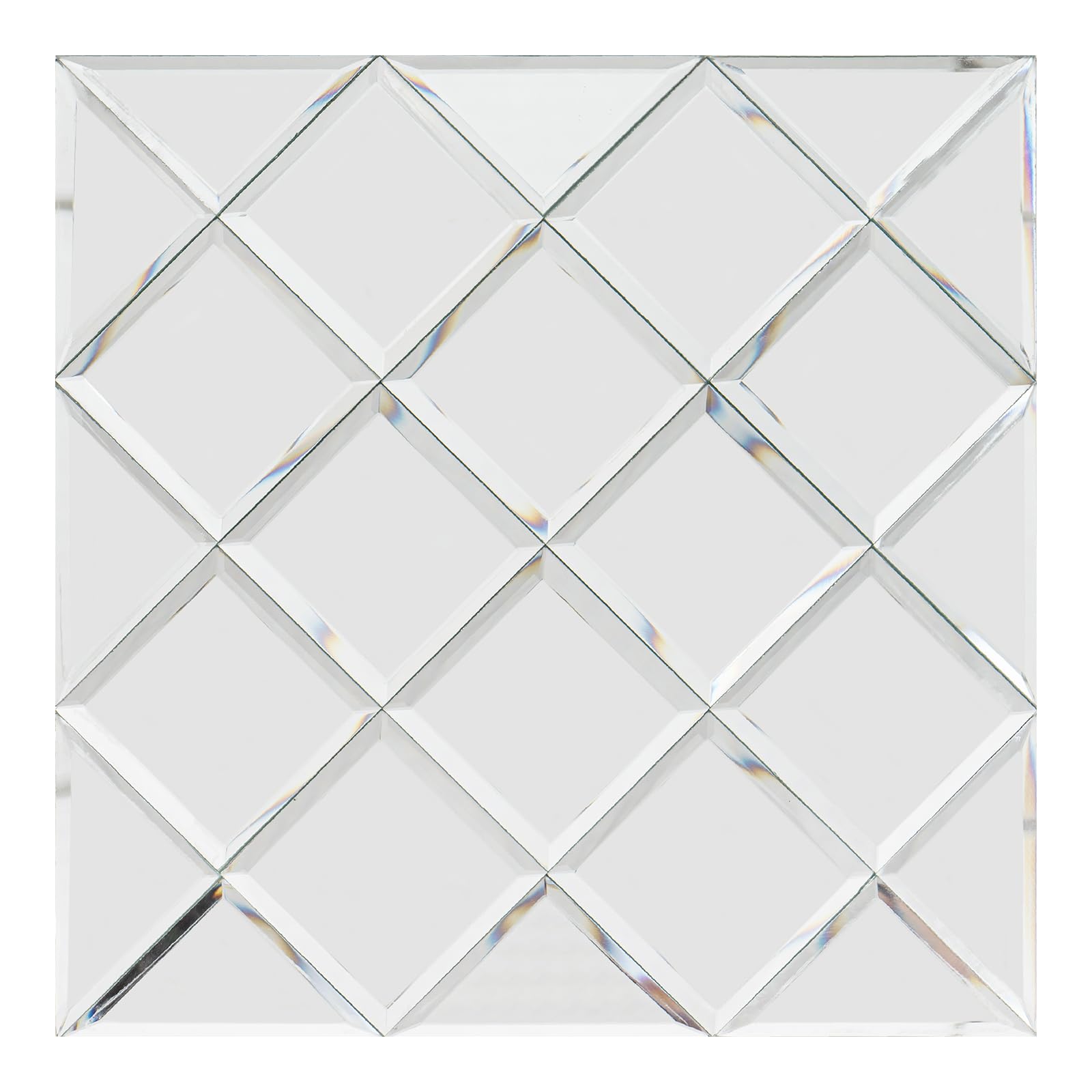 Self-Adhesive Peel and Stick Mirror Tiles - 6 Pack Glass Mosaic Tiles for Kitchen Backsplash, Bathroom Wall Decor, Vanity & Bedroom Accent - Easy DIY Home Improvement & Decorative Wall Stickers
