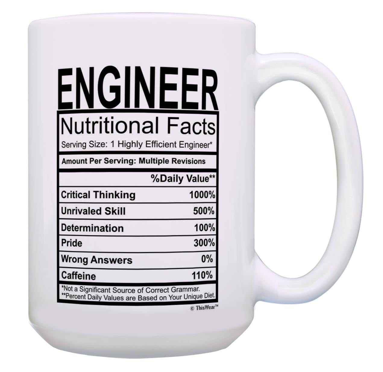 Funny Engineer Gifts for Men - 15oz Ceramic Coffee Mug with Handle - Perfect for Engineer Graduation, Birthday & Office Gifts - Great for Daily Coffee, Tea & Workplace Humor
