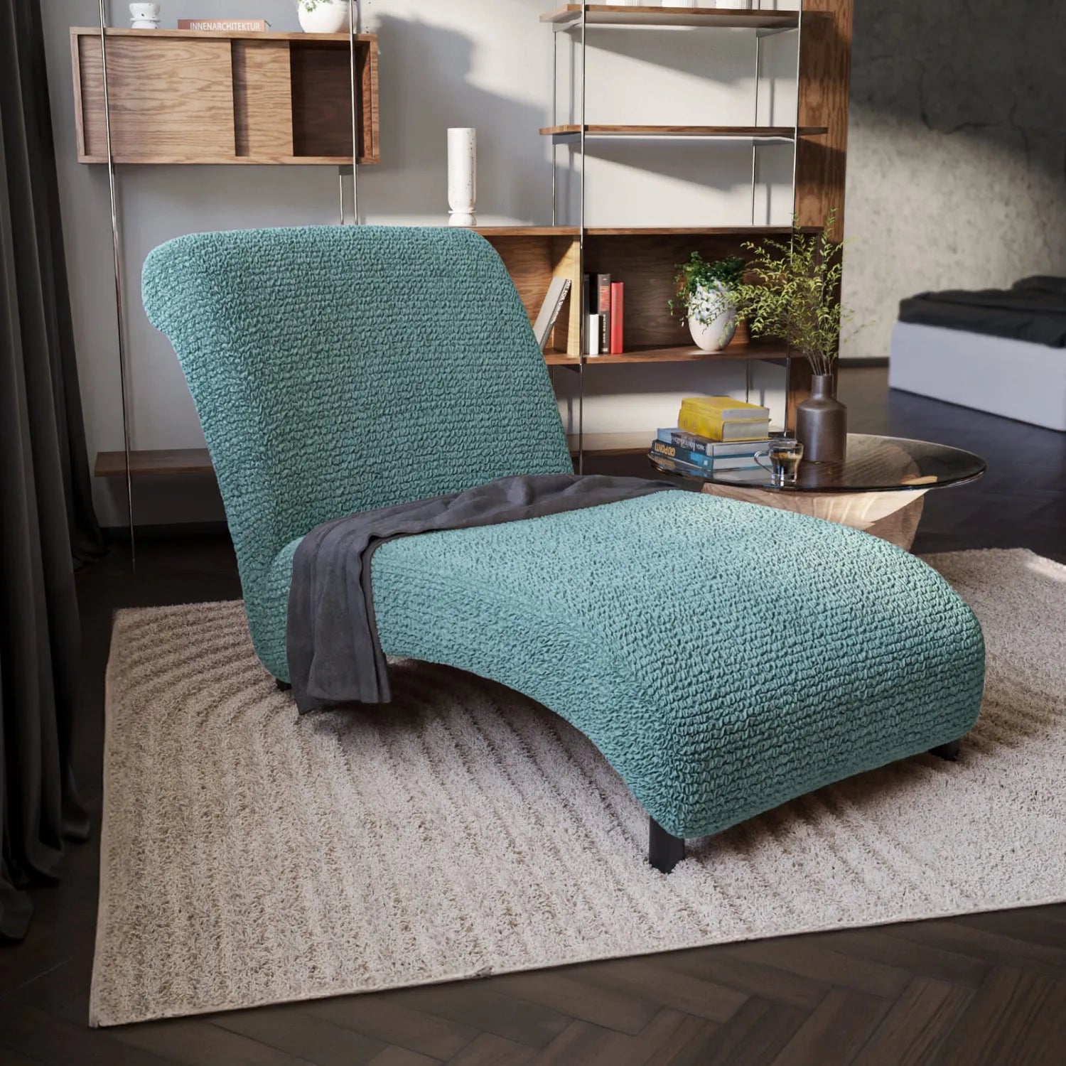 Armless Chaise Lounge Slipcover - Soft Microfiber Stretch Cover with Non-Slip Backing - Perfect for Living Room, Bedroom or Nursery Furniture Protection