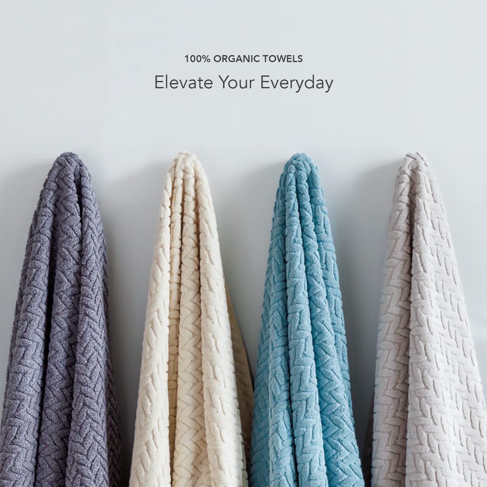 Texere 100% Organic Cotton Jacquard 650 GSM Premium Bath Towel Set - Ultra Soft, Quick Dry & Highly Absorbent - 6 Piece Set (2 Bath Towels, 2 Hand Towels, 2 Washcloths) - Perfect for Spa, Luxury Bathroom & Hotel Use - Cable & Excalibur Designs