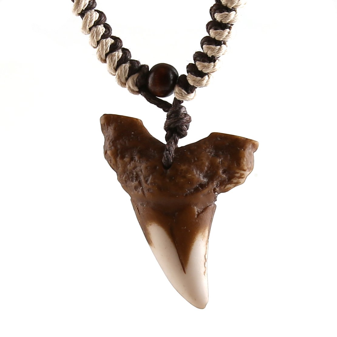 HZMAN Hawaiian Shark Teeth Pendant Necklace - Adjustable Cord, Surfer Jewelry for Men & Women - Perfect for Beach, Surfing, and Summer Fashion Accessories