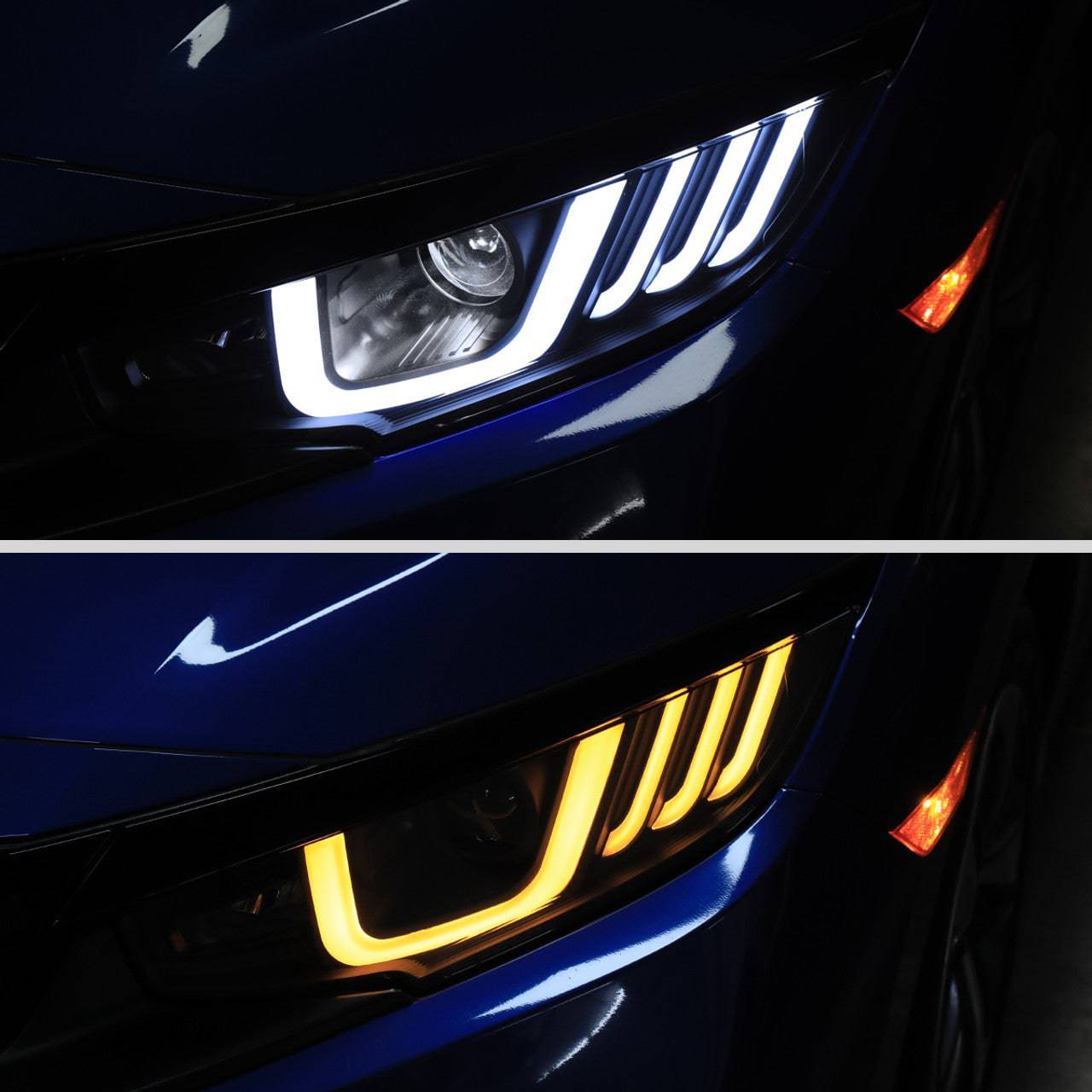2016-2021 Honda Civic LED Projector Headlights with Switchback Sequential Turn Signal - Matte Black Housing & Clear Lens - Upgrade Your Night Driving Safety