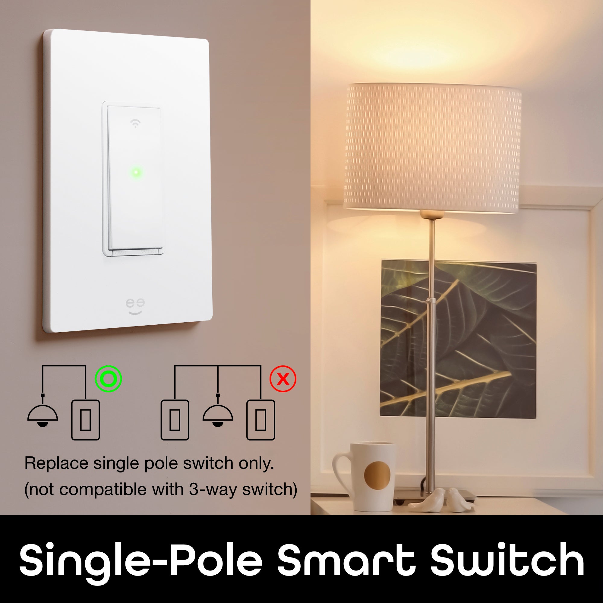 Geeni Smart Tap Light Switch - Wireless Touch Control, Dimmable LED Night Light for Bedroom, Kitchen, Hallway - Easy Installation, No Wiring Needed