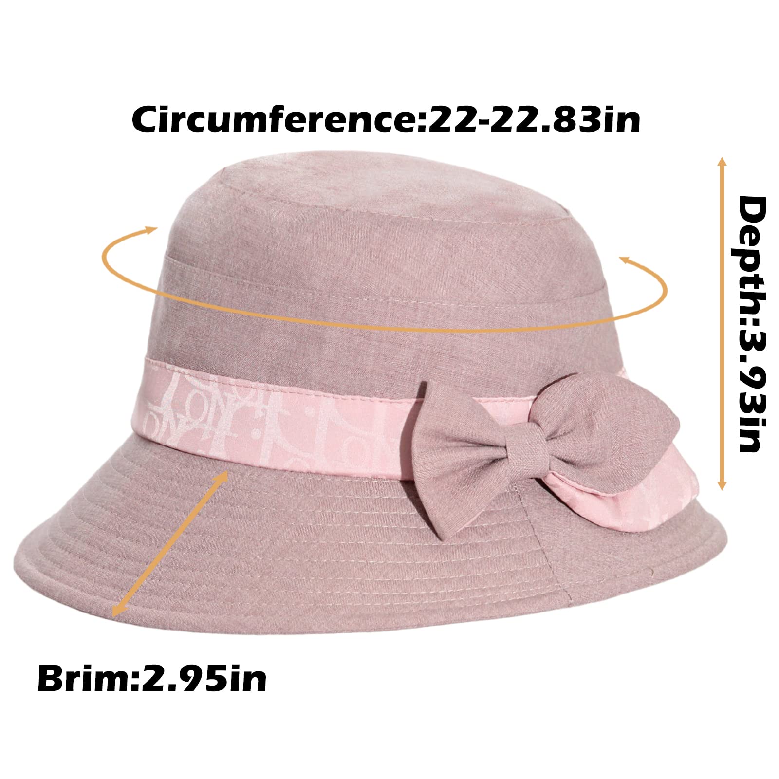 Women's Foldable Wide Brim Sun Hat - Kentucky Derby, Beach, Church & Outdoor Activities - UV Protection Bucket Hat for Ladies - Cloche Bowler Style with Bow Detail