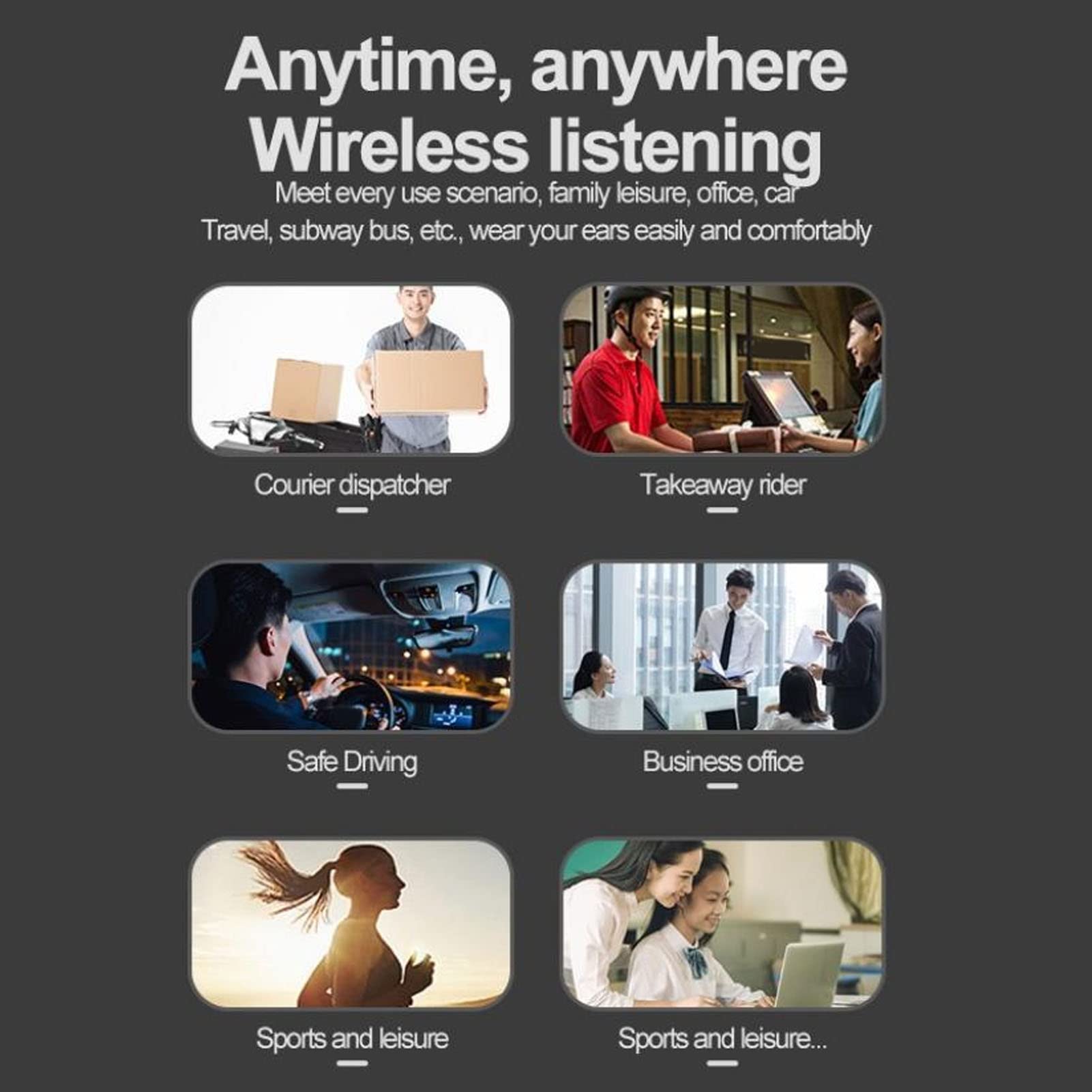 ASHATA Bluetooth 5.2 Headset - Ultra Lightweight Single Ear Wireless Headphone with Noise Reduction, Compatible with Left/Right Ear for Phone & Tablet - Perfect for Driving, Office Calls and Online Meetings