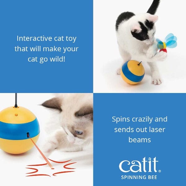 Catit Play Spinning Bee Cat Toy - Interactive Pet Toy for Indoor Cats - Fun Exercise & Mental Stimulation for Kittens & Adult Cats