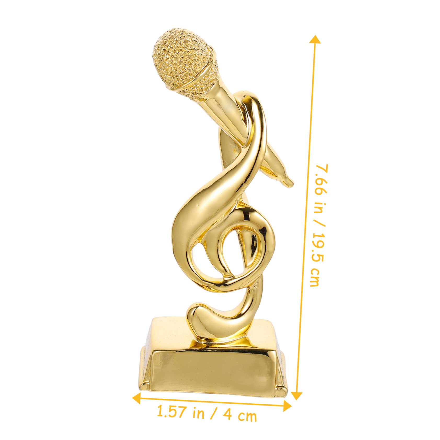 Kisangel 3-Piece Golden Resin Music Trophy Set - Children's Microphone & Note Award Trophies for Singing Contests, School Performances & Party Decorations