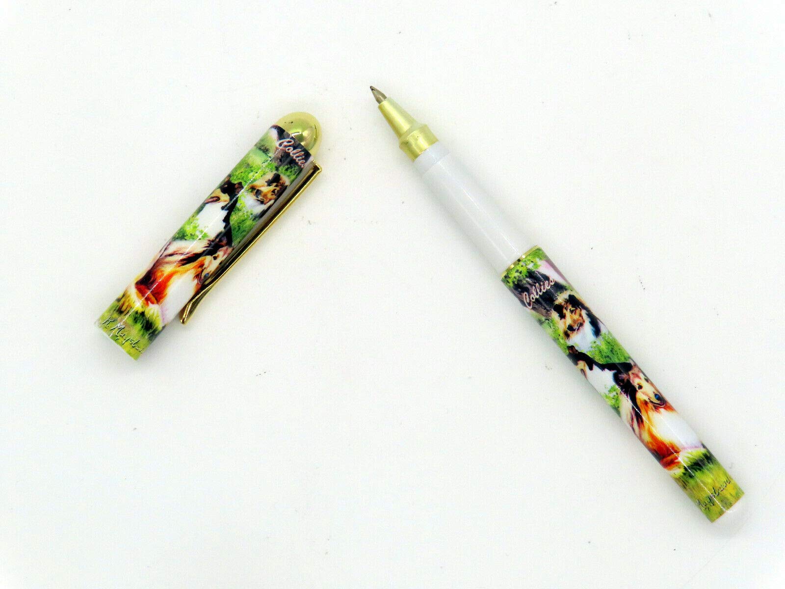 Ruth Maystead Collie Pet Dog Roller Ball Pens - 50 Pack Bulk Wholesale for Office, School & Home Use - Smooth Writing & Fun Design for Dog Lovers
