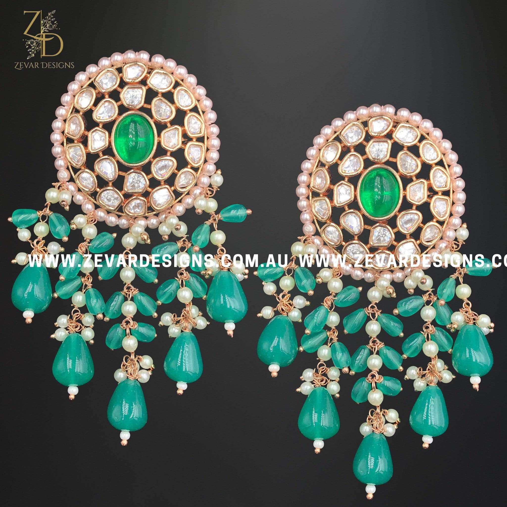 Exquisite Kundan Polki Earrings in Rose Gold with Emerald Green Stones | Traditional Indian Jewelry for Weddings, Parties & Festive Occasions