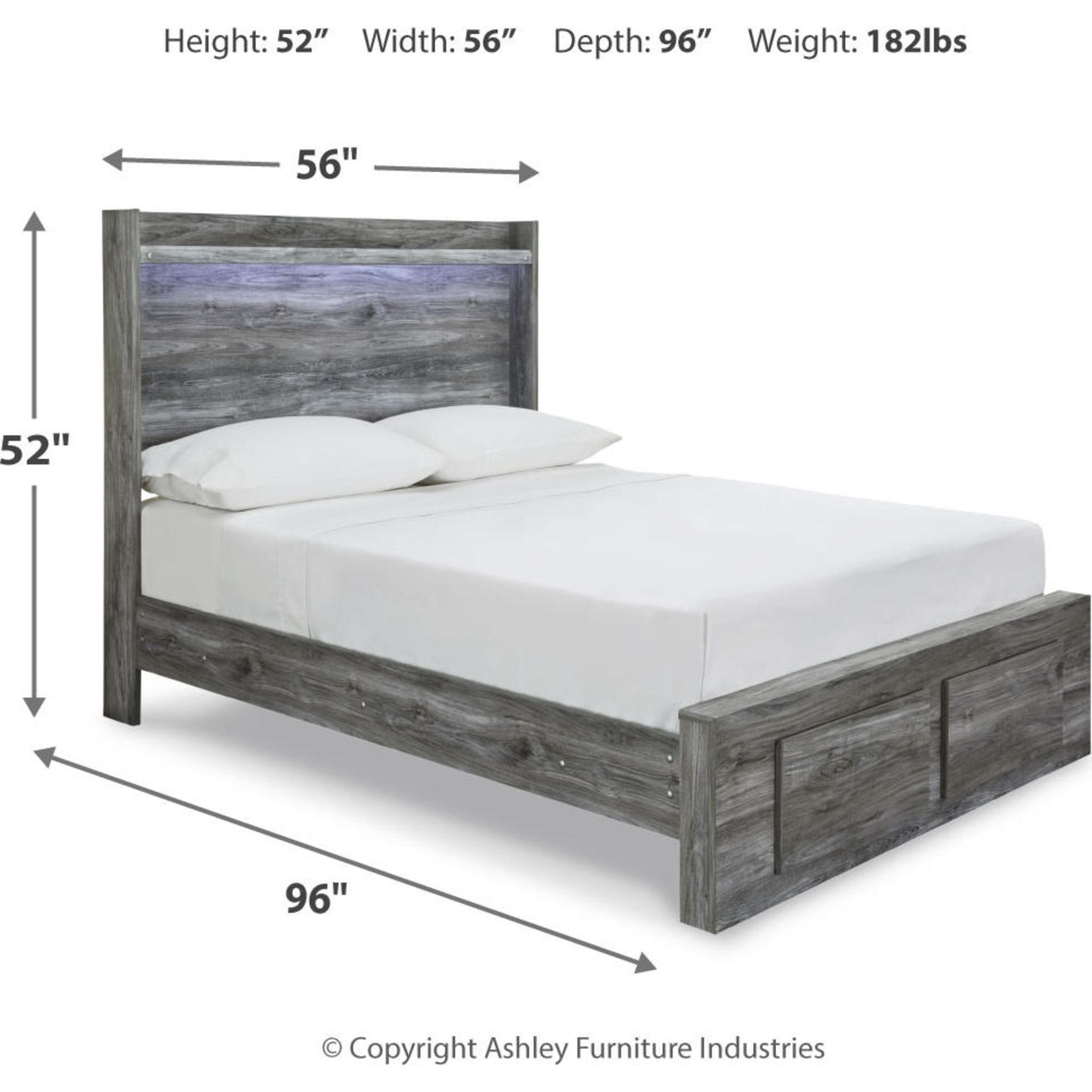 Baystorm Full Storage Bed Frame with Underbed Drawers - Gray - Perfect for Small Bedrooms & Guest Rooms