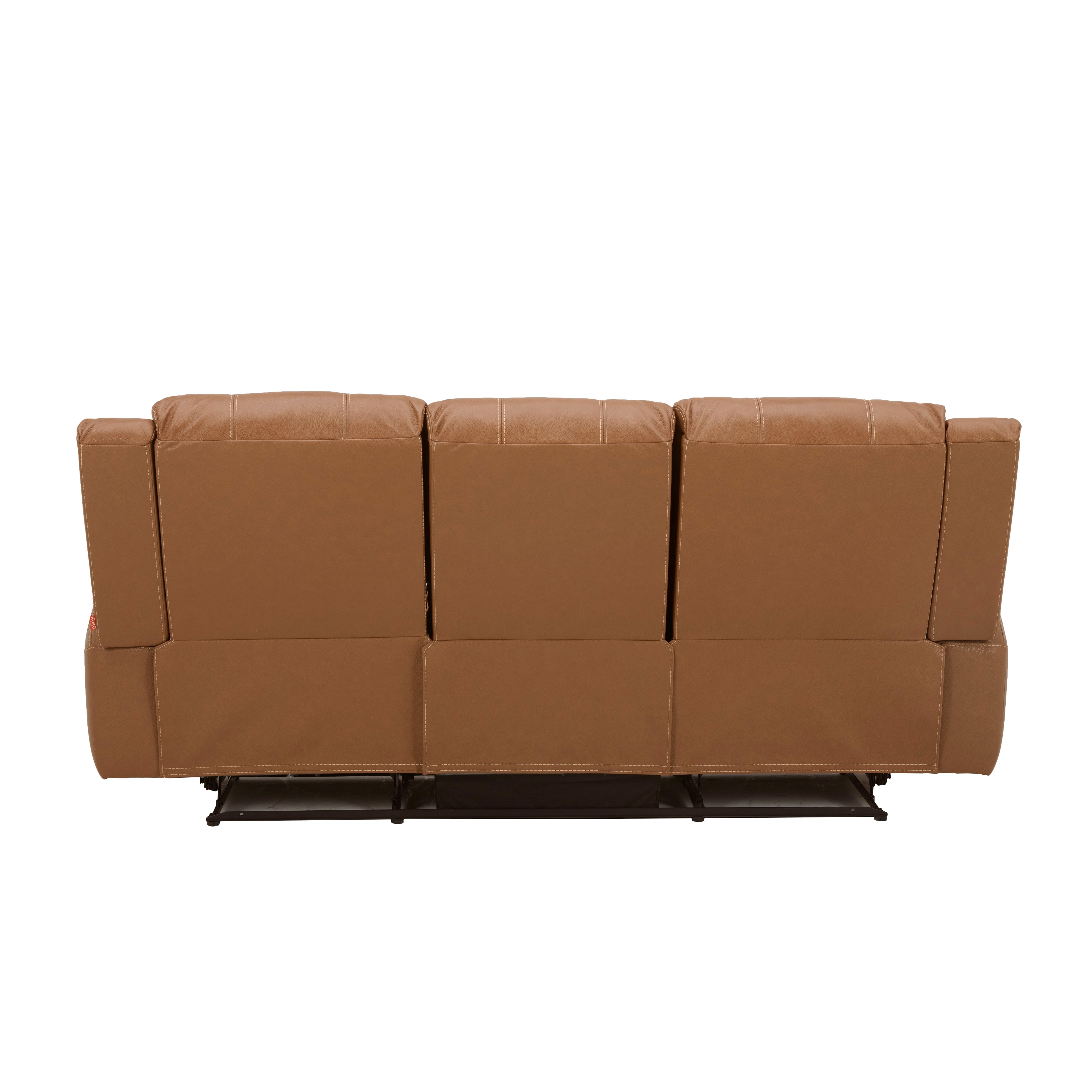 Roundhill Furniture Cozura Genuine Leather Power Dual Reclining Sofa - 3-Seater Living Room Couch with USB Charging for Home Theater & Family Relaxation