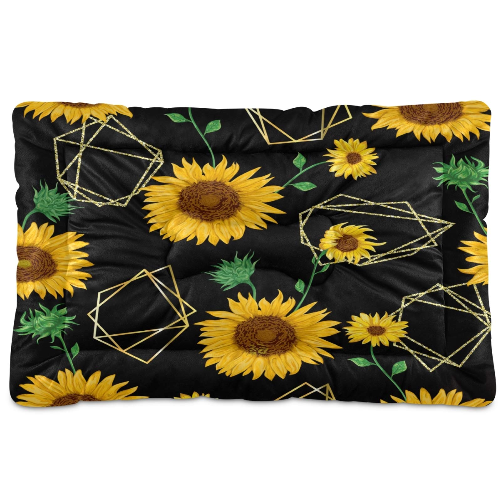 KEEPREAL Golden Sunflower Pet Bed - Ultra Soft Rectangle Dog & Cat Bed for Small to Medium Pets (24x18in) | Calming Comfort Bed for Puppies, Kittens - Perfect for Living Room, Bedroom & Pet Travel