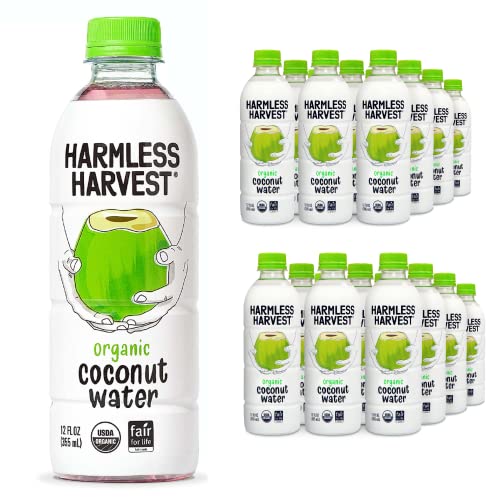 Harmless Harvest Organic Coconut Water - 12 Fl Oz (Pack of 24) | Natural Electrolytes for Hydration | No Sugar Added | Fair for Life Certified | Perfect for Post-Workout Recovery, Healthy Refreshment & Daily Wellness