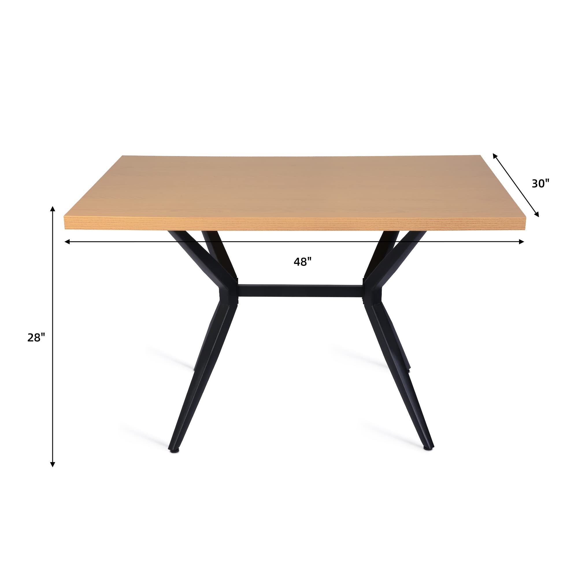 Modern Cross Metal Leg Wooden Dining Table - 48