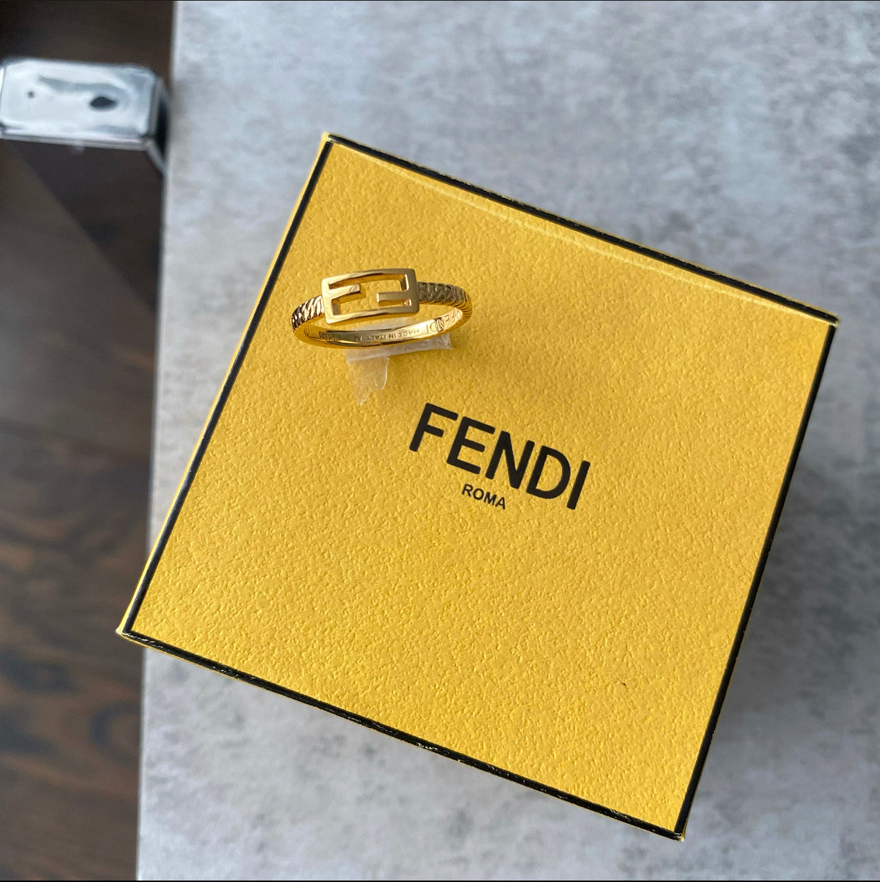 Fendi Goldtone Metal Baguette Ring for Women - Size 7.25 - Luxury Fashion Jewelry for Parties, Weddings & Special Occasions