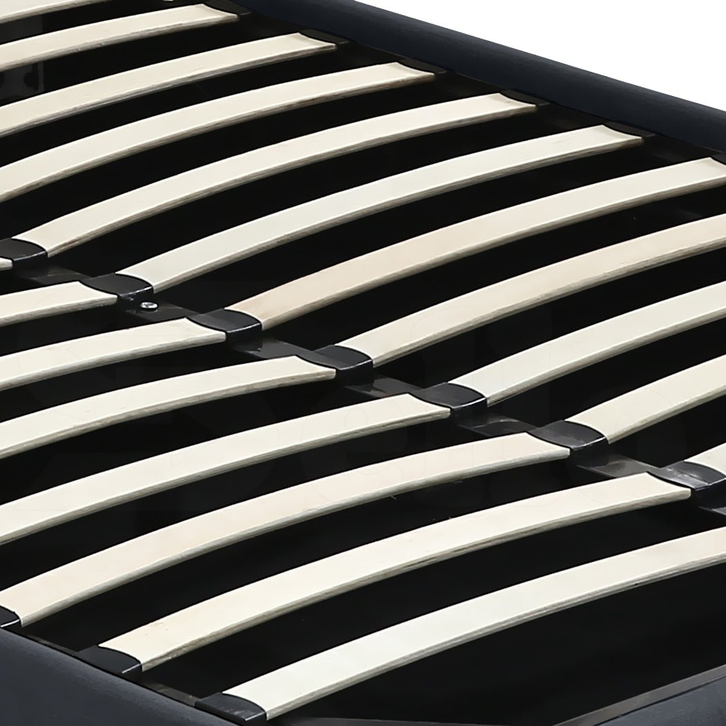 Bendigo Queen Size Gas Lift Storage Bed Frame with Hydraulic Mechanism - Dark Grey - Perfect for Small Bedrooms & Guest Rooms