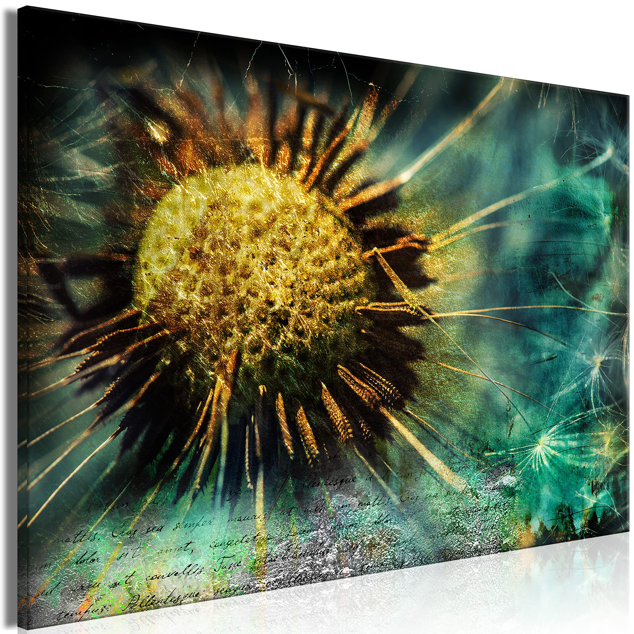 Artgeist Acoustic Canvas Wall Art Print - 35x24 Inch Soundproof Dandelion Painting with Acoustic Foam for Home & Office Decor | Noise Reduction Abstract Nature Artwork | Vintage Botanical Sound Absorbing Panel for Living Room, Bedroom, Studio