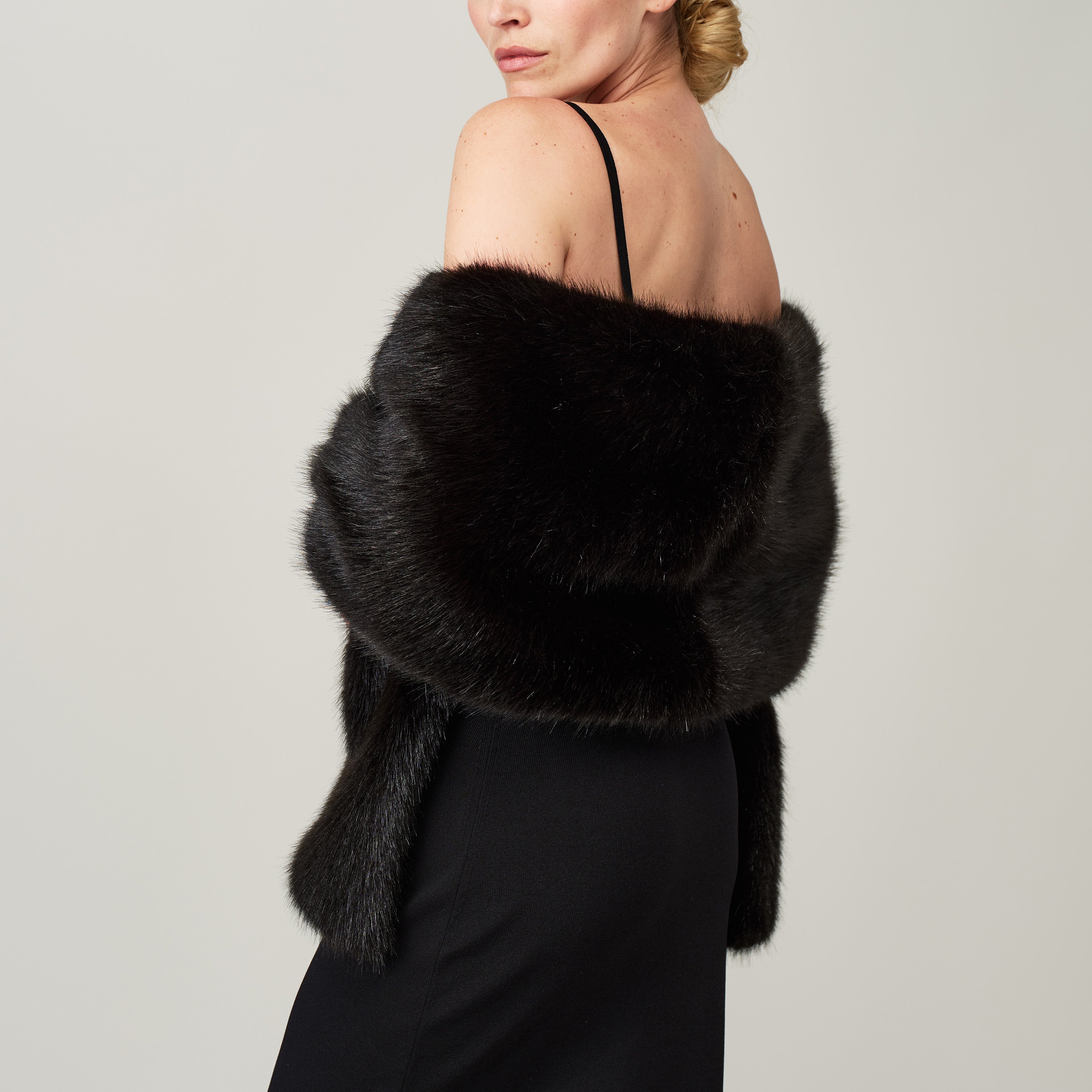 Luxury Jet Black Stole Scarf for Women - Soft Cashmere Blend Wrap Shawl - Elegant Evening Wear & Winter Fashion Accessory (Perfect for Parties, Weddings & Cold Weather)