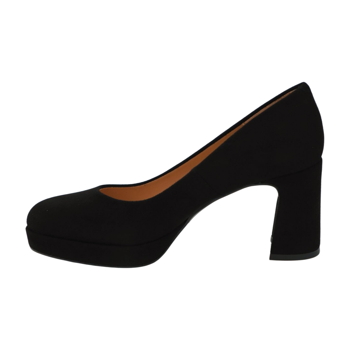 UNISA Black Suede Platform Court Shoes for Women - Chunky Heel Dress Pumps for Work, Party & Wedding - Comfortable Office Shoes with Non-Slip Sole