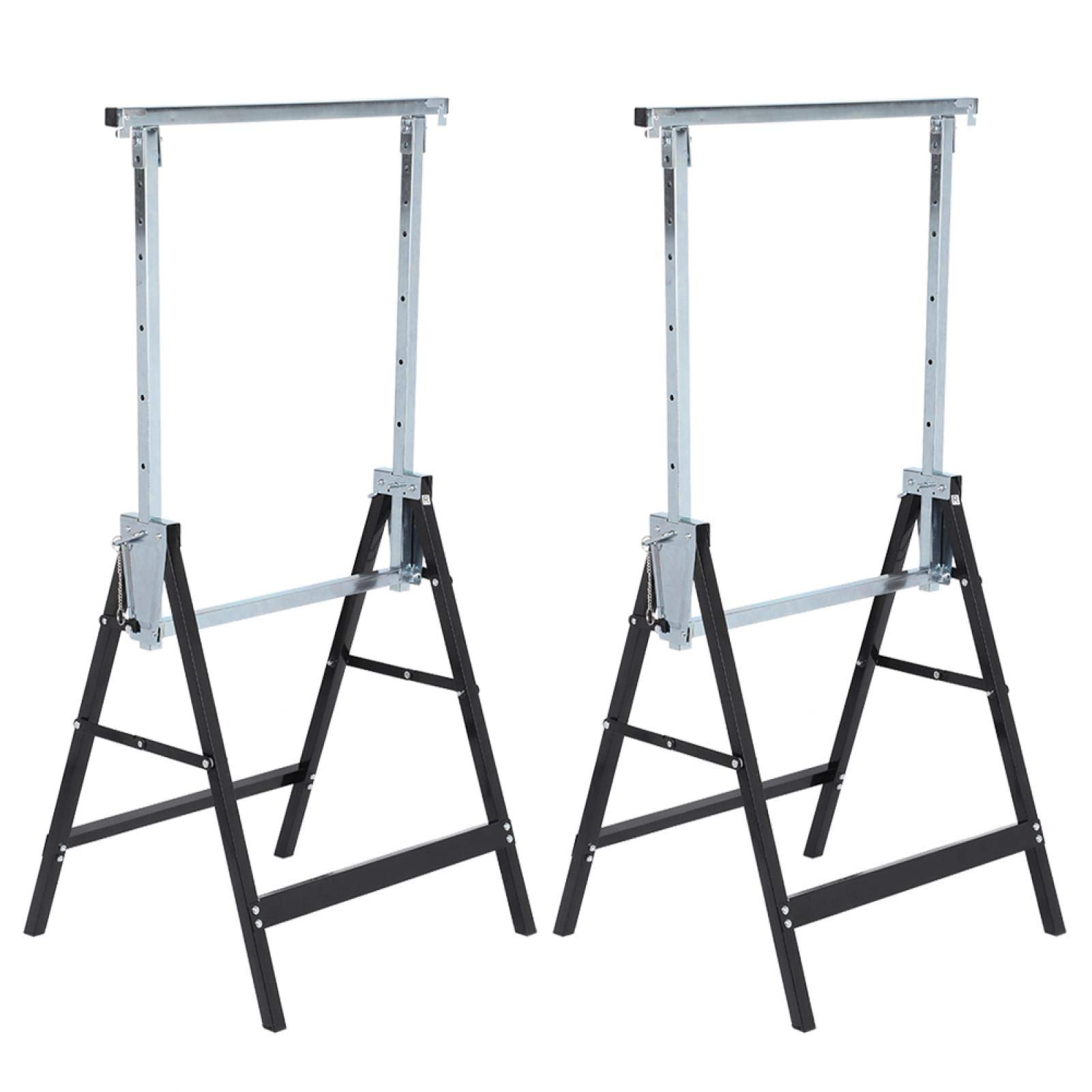2-Pack Height Adjustable Folding Lifting Brackets - Sturdy Workbench Support for Adjustable Standing Desks, Work Tables & DIY Projects | Perfect for Home Office, Garage Workshops & Crafting Stations