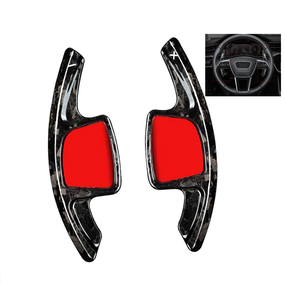 HIBEYO Real Carbon Fiber Steering Wheel Paddle Shifter Extensions for Audi A4 A6 A7 A8 A3L (2019-2021) - Black | Premium Car Accessories for Enhanced Driving Experience & Performance Upgrades