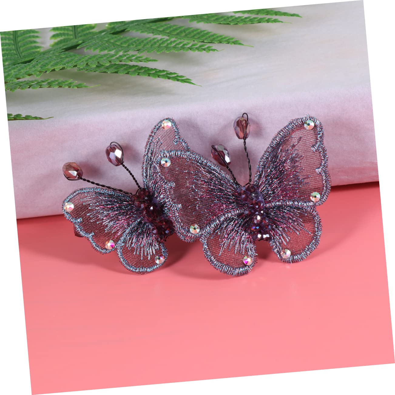 FRCOLOR 2 Pack Luxury Hair Clips for Women - Fashionable Embroidery Barrettes with Unique Structure, Strong Hold for Long Hair - Perfect for Weddings, Parties and Everyday Styling