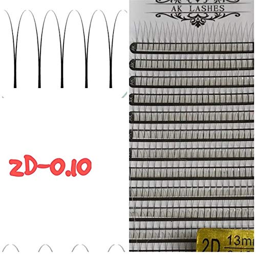 Premium 2D 0.10 Thickness C Curl 9mm Russian Volume Eyelash Extensions - Pre Made Fans for Natural Volume Look - Perfect for Bridal, Party & Special Occasion Makeup