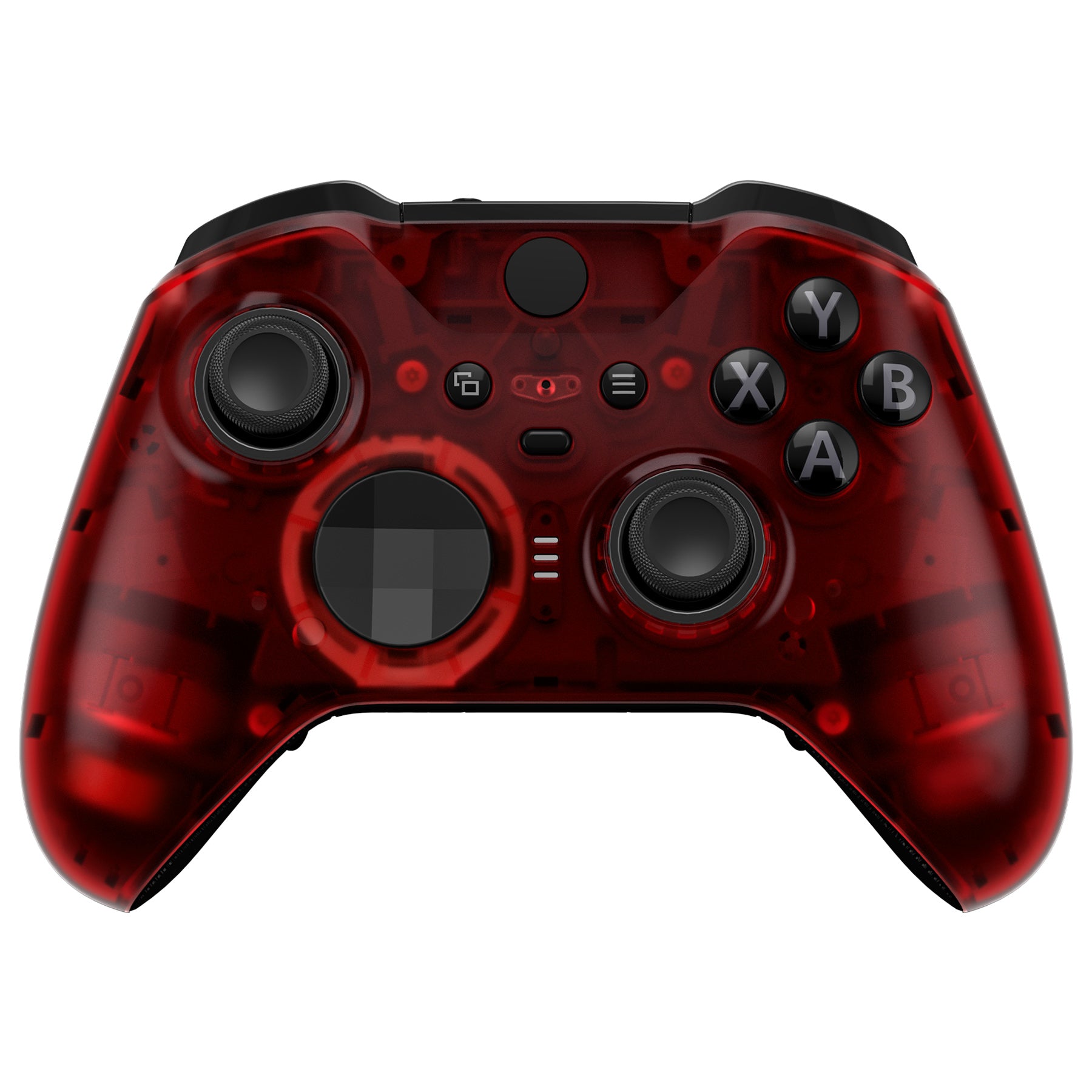 eXtremeRate Clear Red Replacement Front Housing Shell Case with Accent Rings for Xbox One Elite Series 2 & Elite 2 Core Controller (Model 1797) - Customize & Protect Your Controller for Gaming & Streaming