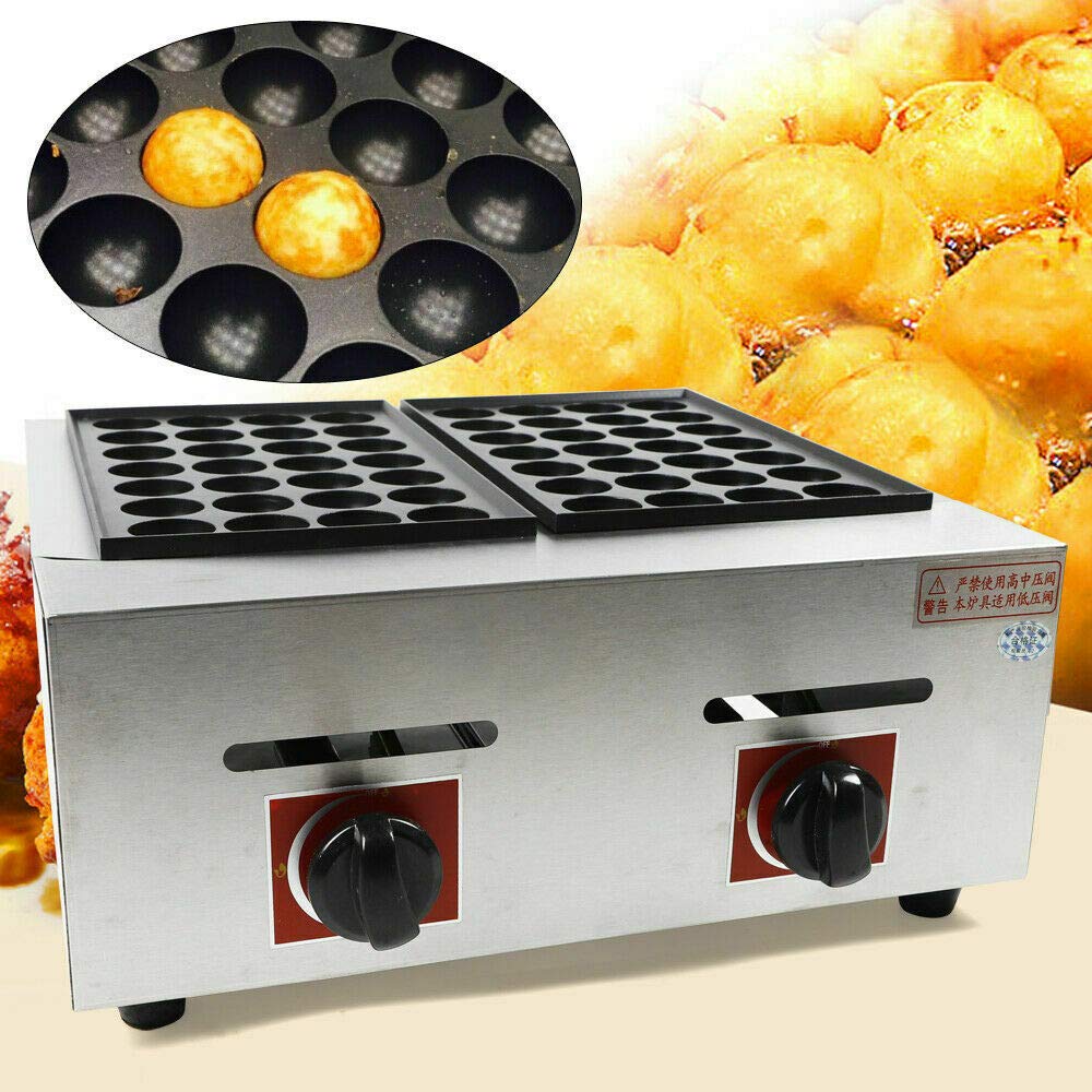 56-Hole Commercial LPG Takoyaki Maker & Fish Ball Grill - Aluminum Takoyaki Plate, Portable Compact Design for Easy Cleaning - Perfect for Street Food Vendors, Catering & Home Snack Making