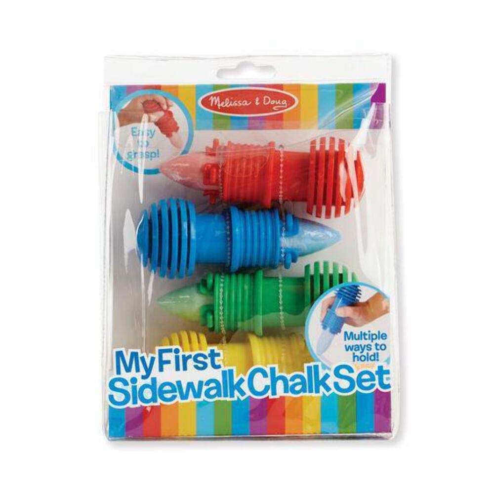 Melissa & Doug My First Sidewalk Chalk Set - 4 Non-Toxic Chalk Sticks with Ergonomic Holders for Kids | Outdoor Drawing, Driveway Art & Playtime Fun