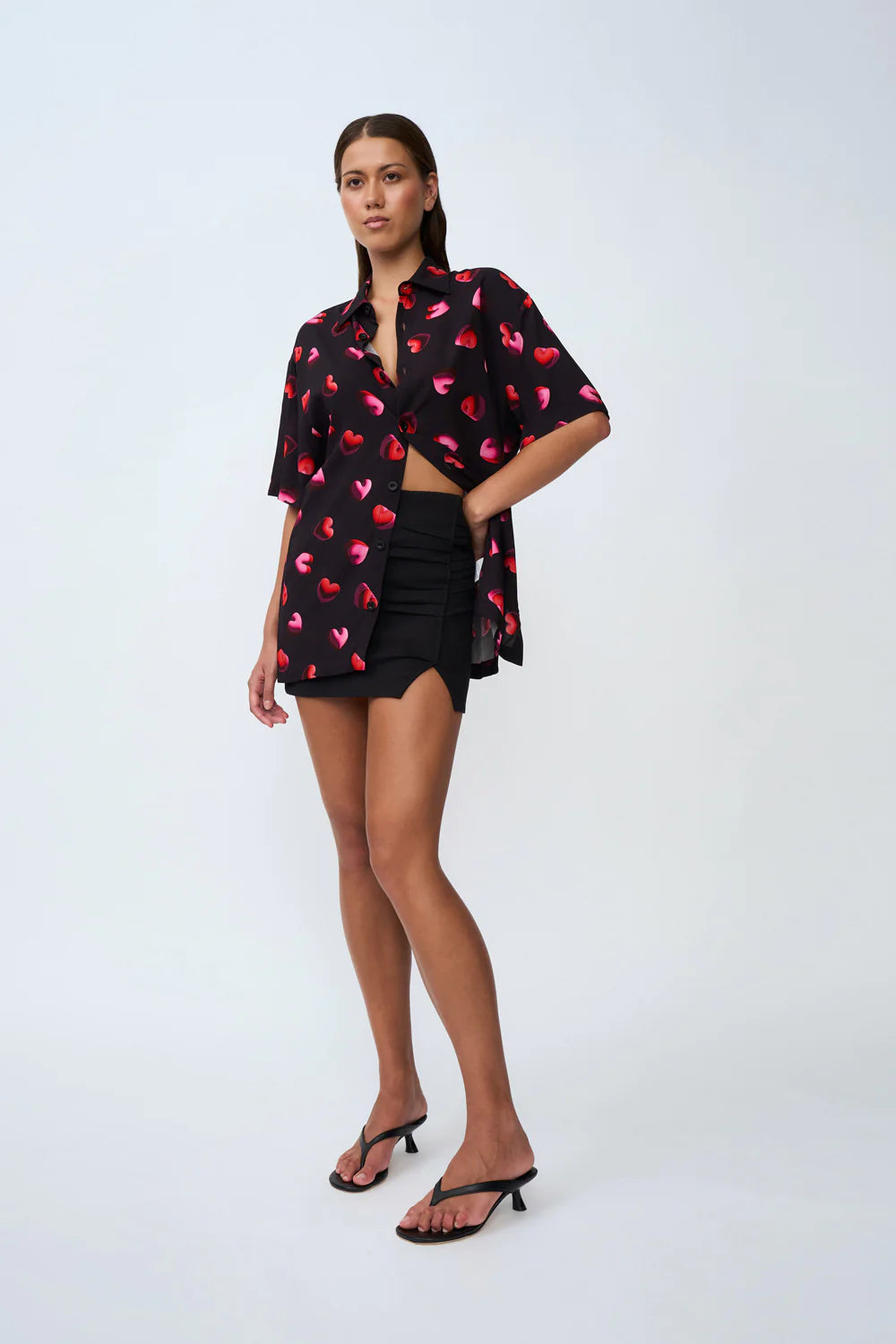Bubble Heart Shirt for Women - Trendy Black, Red & Pink Tops - Perfect for Casual Wear, Dates & Parties