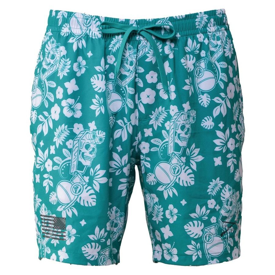 Grunt Trunks Tropical Death Aqua Swim Shorts - Quick Dry, Comfortable & Stylish for Beach, Pool & Summer Vacations