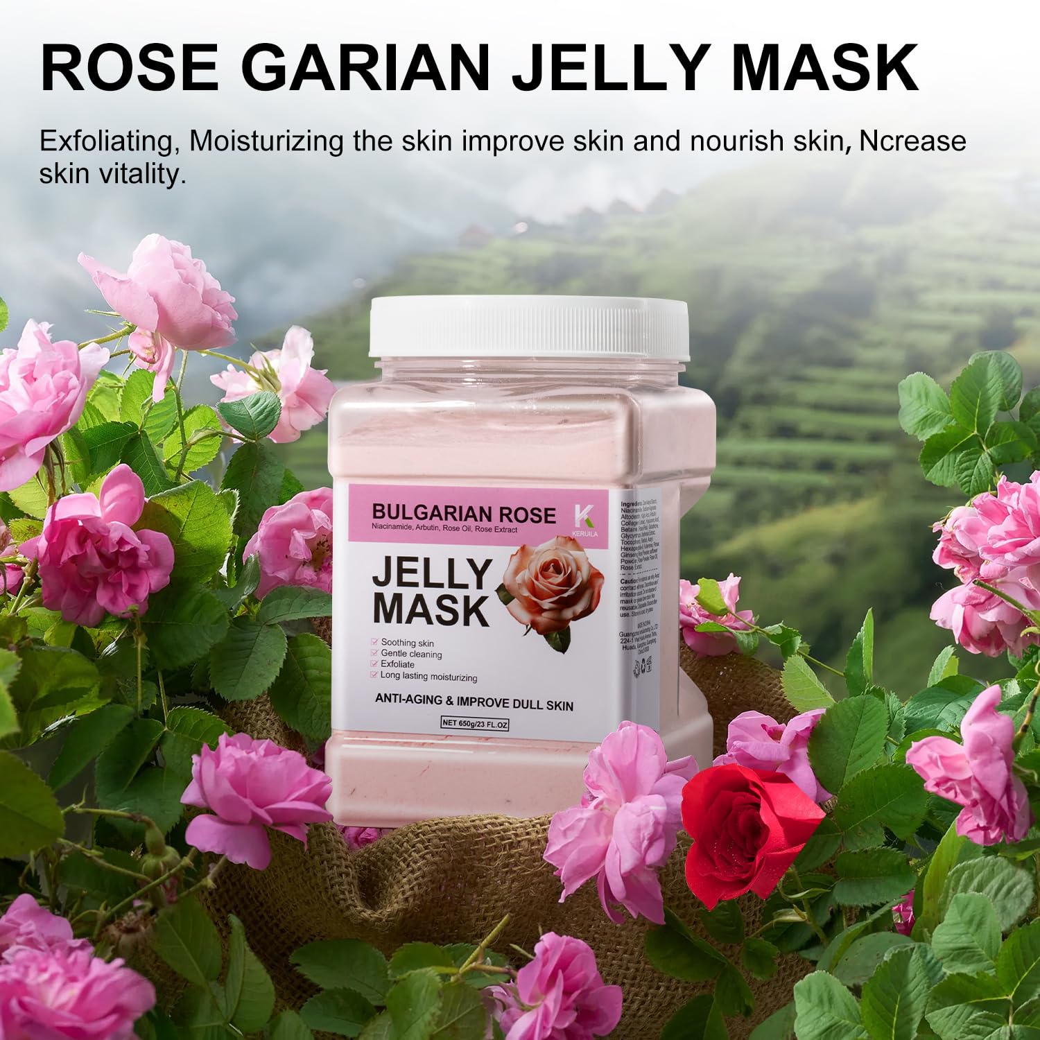 Bulgarian Rose Hydrogel Facial Mask - Professional Peel Off Jelly Mask for Smooth & Hydrated Skin | Rose Powder Face Mask for Home Spa & Skincare Routine | Perfect for Dry Skin Treatment & Relaxing Self-Care Nights